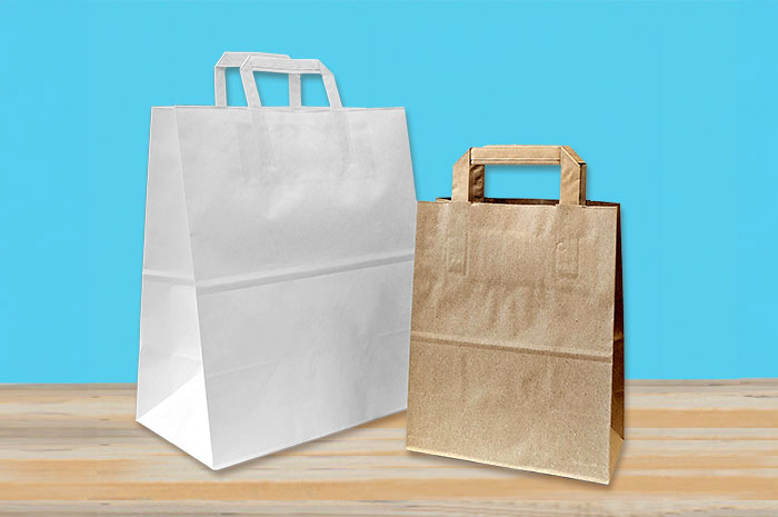 Flat handle paper bags in bulk