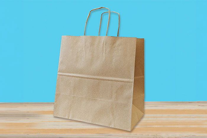 Twisted handle brown paper bags in bulk